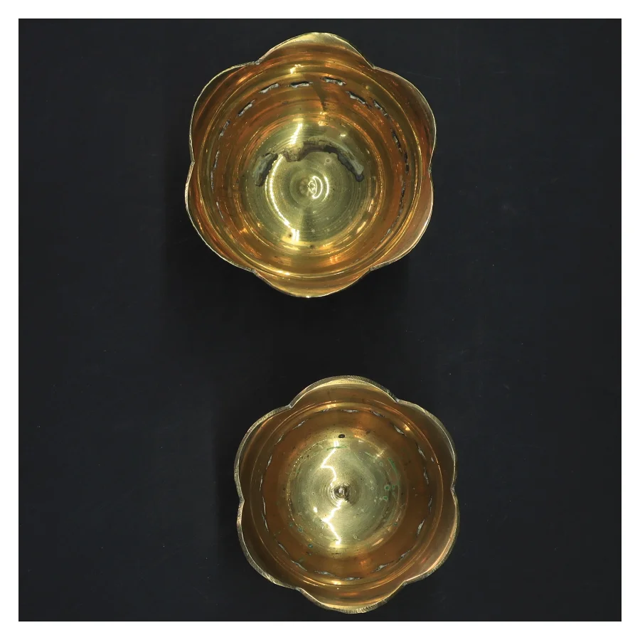 Lysestager i messing (str. 7x8&5,5x7 cm)