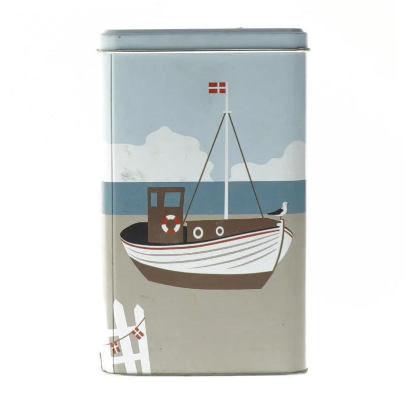 Rektangulær dåse med skibsdesign fra Det Gamle Apotek (str. 16x9,5x6 cm)