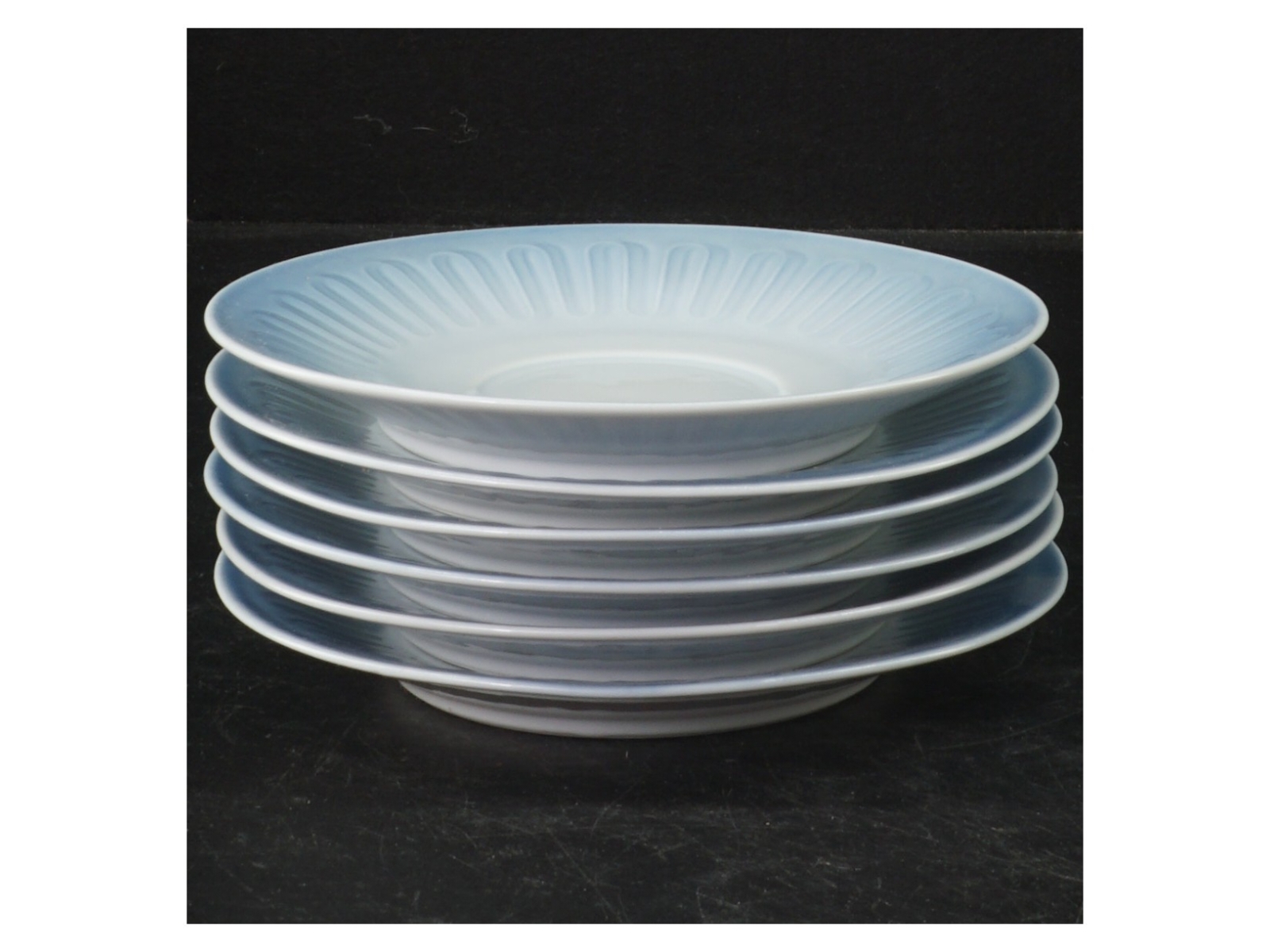 Blå porcelænstallerkener, 6 stk fra B&G (str. Ø. 14 cm. 6 styk)
