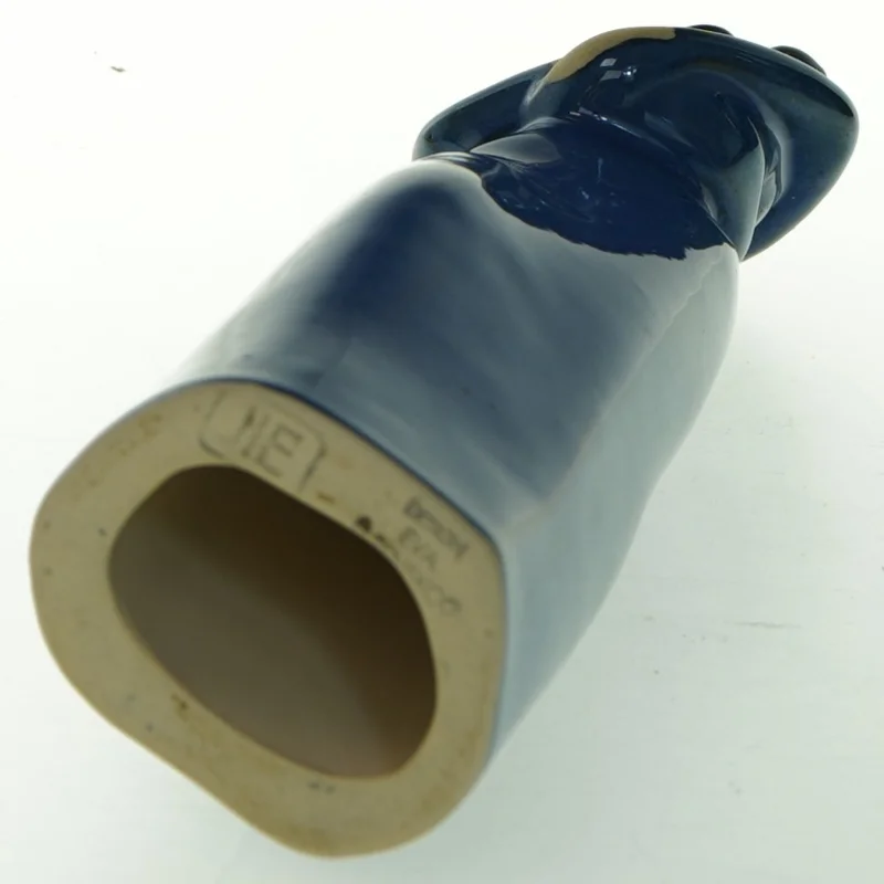 Blå keramikfigur af kvinde med barn (str. 30 cm)