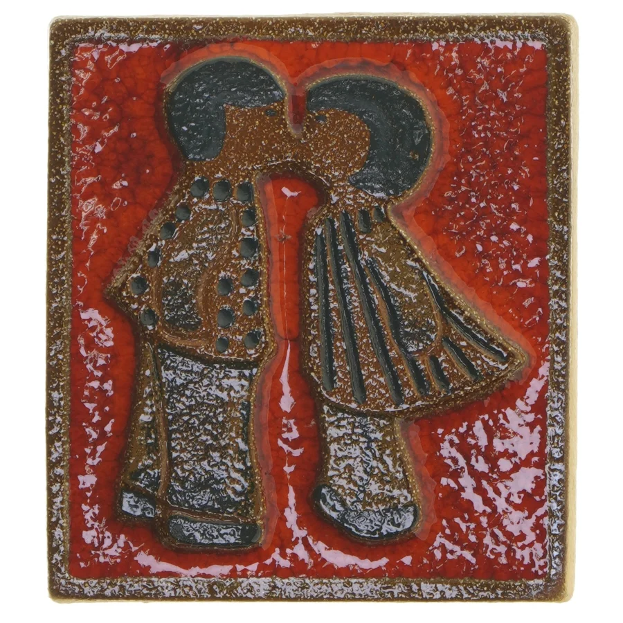 Keramisk vægdekoration (str. 17,5x15,5 cm) fra Søholm