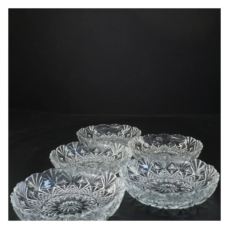 Krystalfade, sæt af 5 (str. Ø 14 cm)