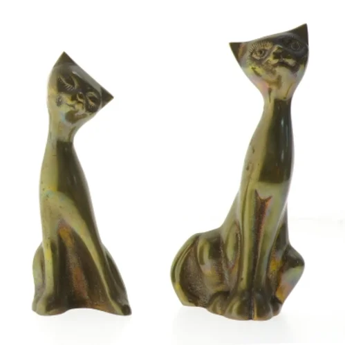 Messing kattefigurer (str. 18 cm)