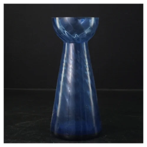 Blå glasvase, til hyacinter (str. 20x9 cm)