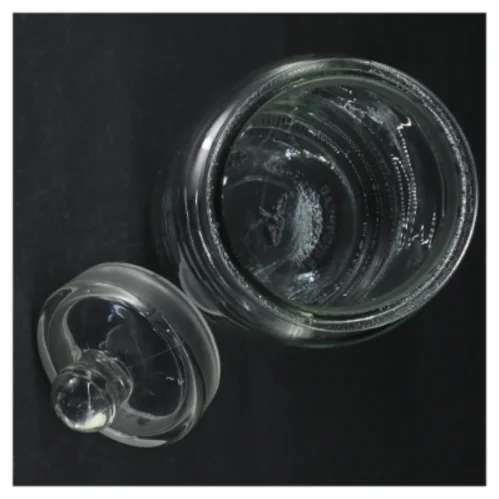 Glasbeholder med låg fra Ravenhead (str. Ø. 11 cm. længde, 21 cm)