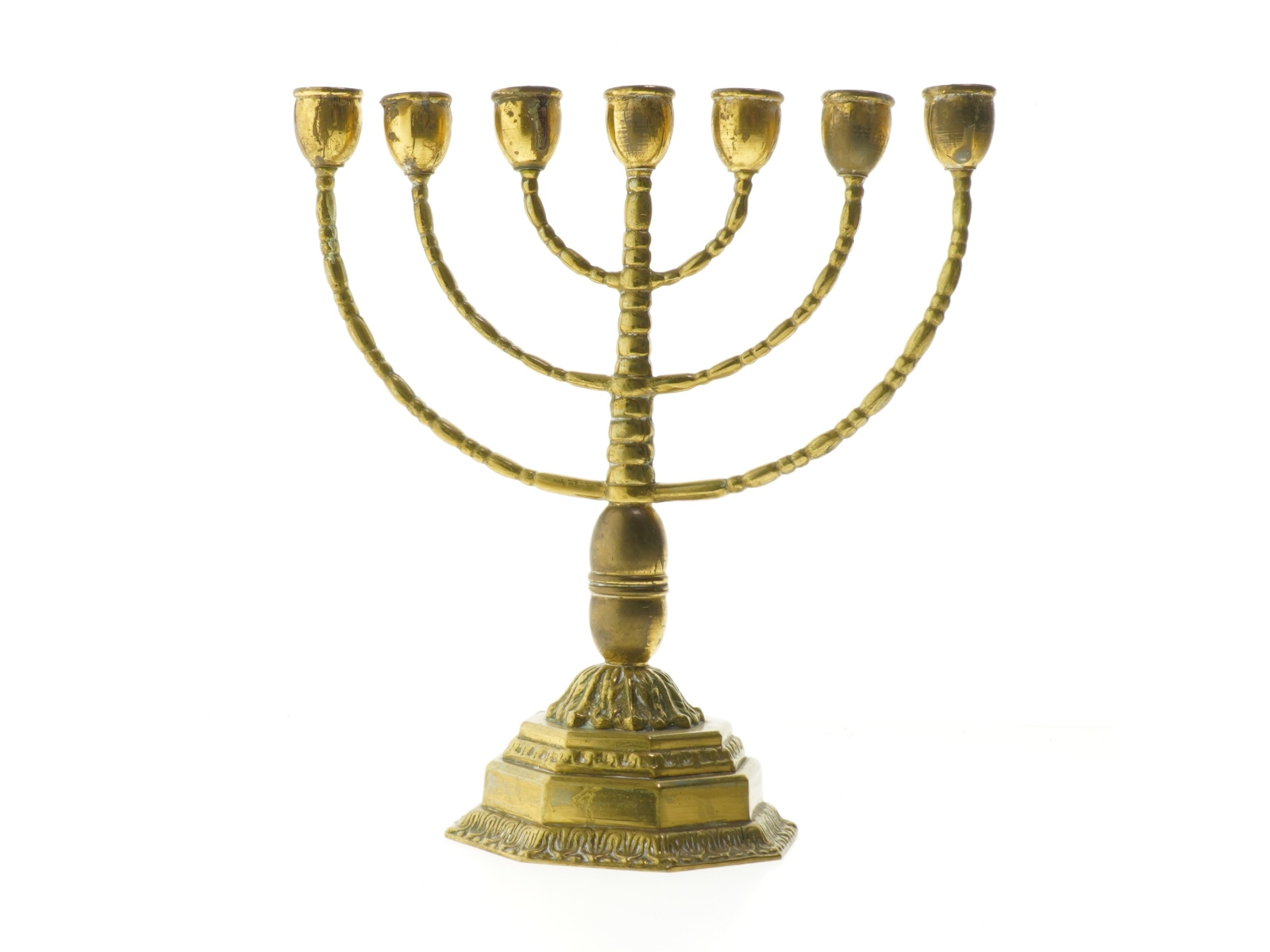 Messing Menorah lysestage (str. 26x27,5 cm)