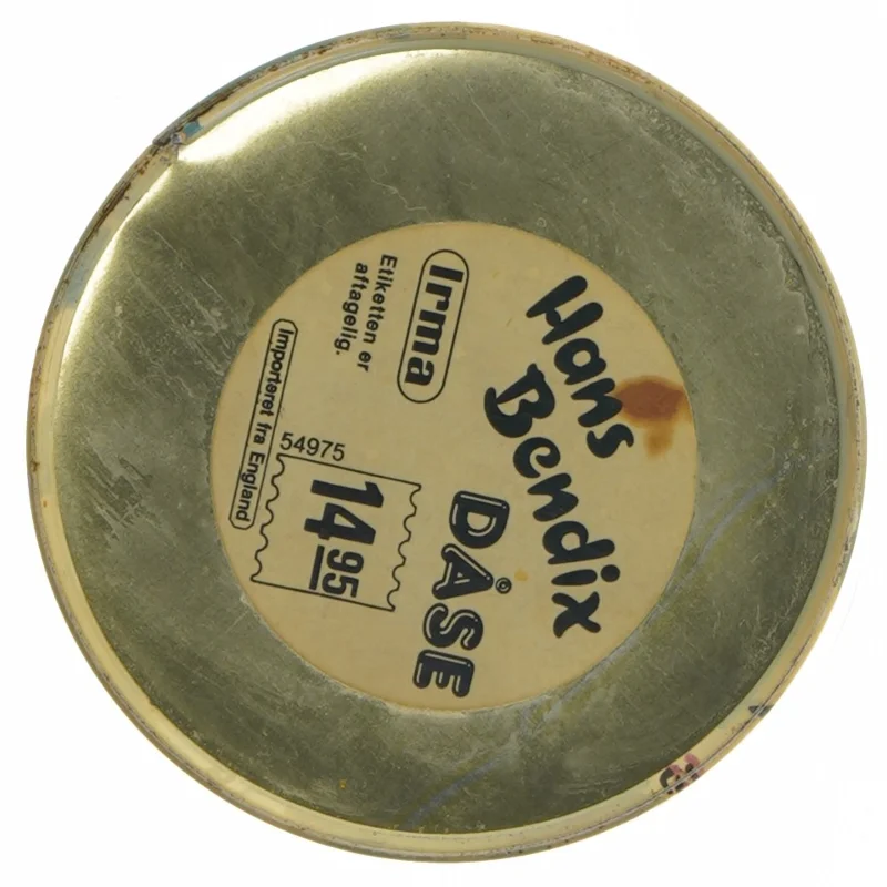 Hans Bendix illustreret metaldåse irma fra Irma (str. Ø. 11,5 cm. længde. 15 cm)