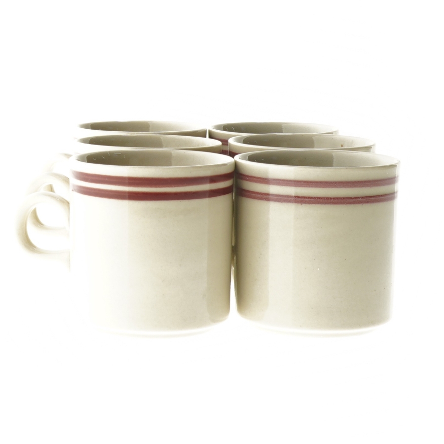 Keramiske krus med røde striber fra Spülmaschinenfest (str. Ø 8x8 cm)