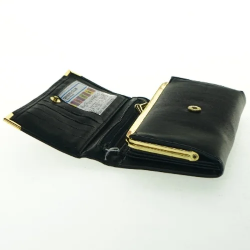 Sort læderpung (str. 18x10 cm)