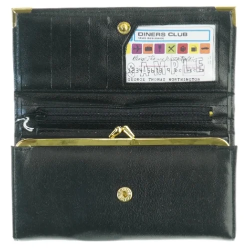 Sort læderpung (str. 18x10 cm)