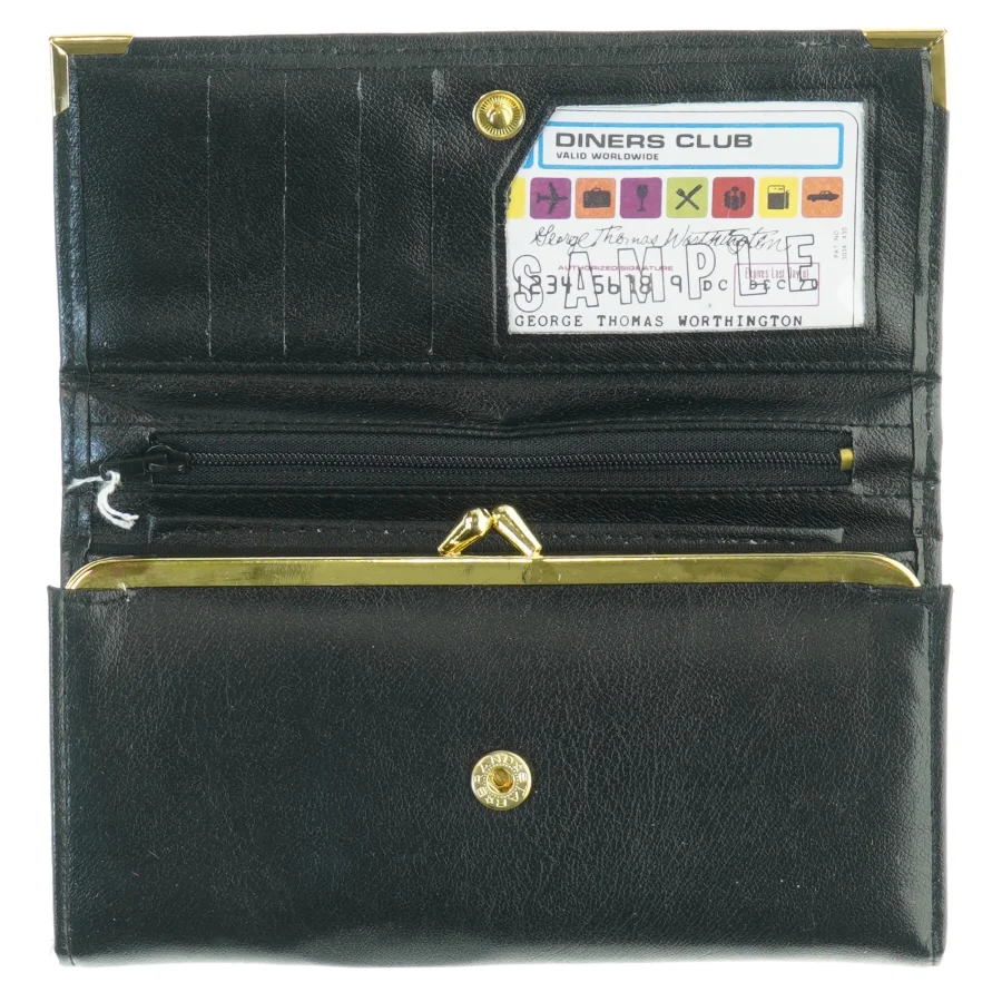 Sort læderpung (str. 18x10 cm)