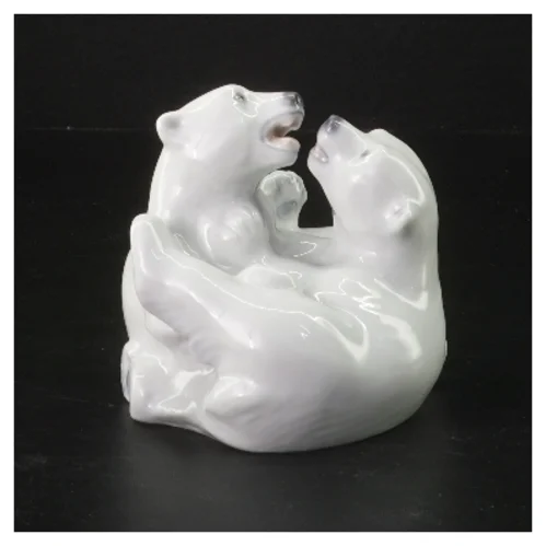 Porcelænsfigur af isbjørne fra lyngby nr. 90 (str. 10,5x10 cm)