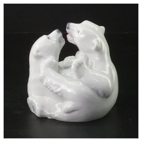 Porcelænsfigur af isbjørne fra lyngby nr. 90 (str. 10,5x10 cm)