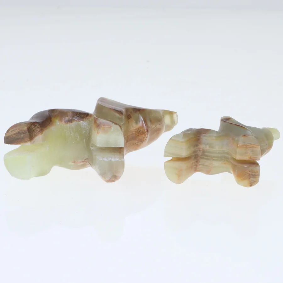 Udskårne sten elefanter (str. 5 cm. og 3,5 cm)