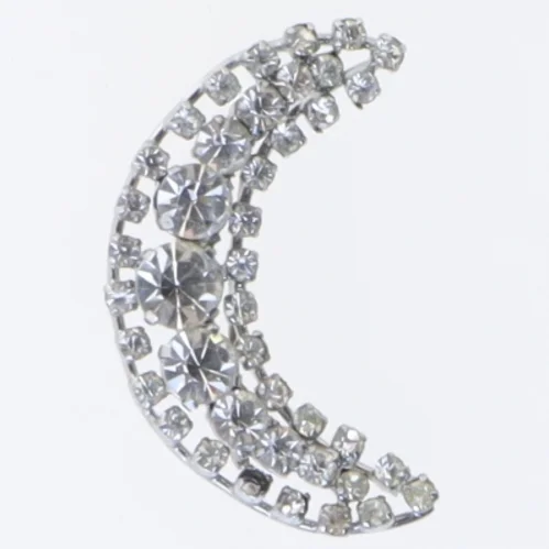 Broche med måneformede rhinsten (str. 5 cm)