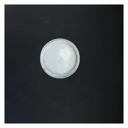 Rund hvid emaljefad med perforeret indsats (str. Ø 14 cm)