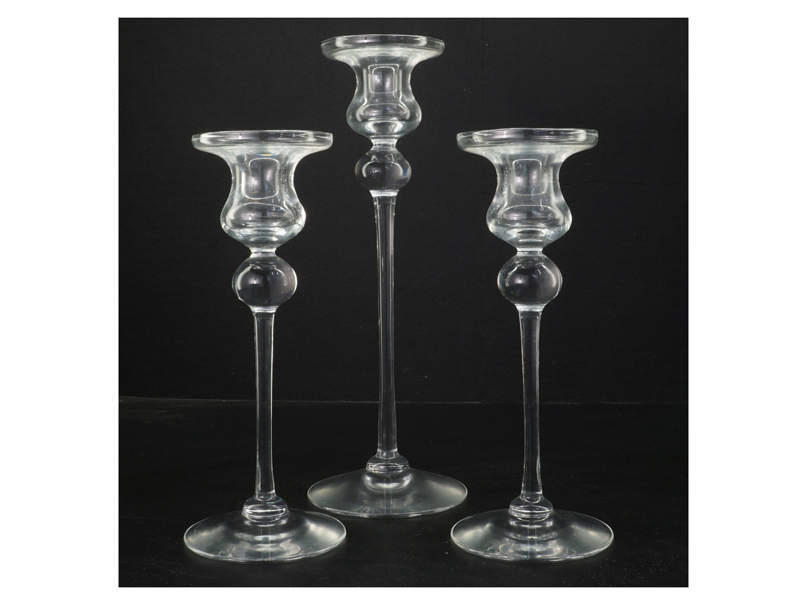 Glas lysestager holmegård/royal copenhagen (str. Ø 8 cm længde 22,5 & 29 cm)