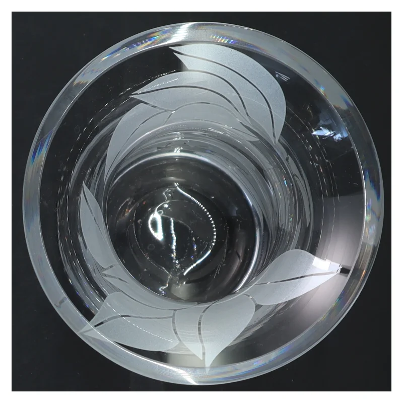 Dekorativ glasvase med bladmønster (str. 12x16 cm)