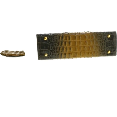 Vintage krokodillemønstret håndtaske med pung (str. 25,5x8 cm)