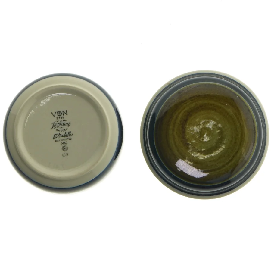 Sukkerskål og flødekande fra Rörstrand (str. Ø. 8,5 cm. og. 9,5 cm)