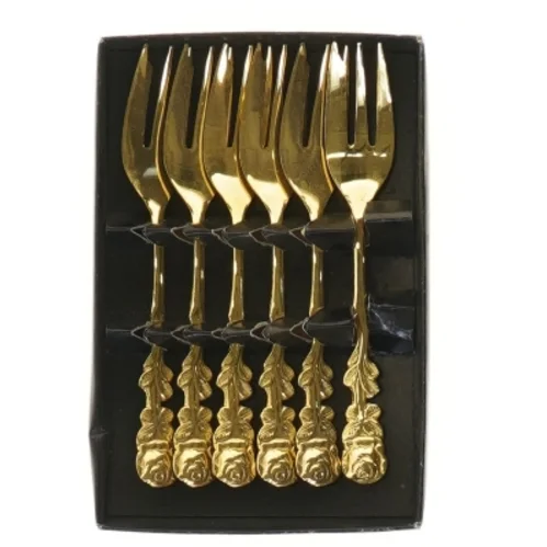 Guldbelagte dessertgafler (str. 6 stk 14 cm)