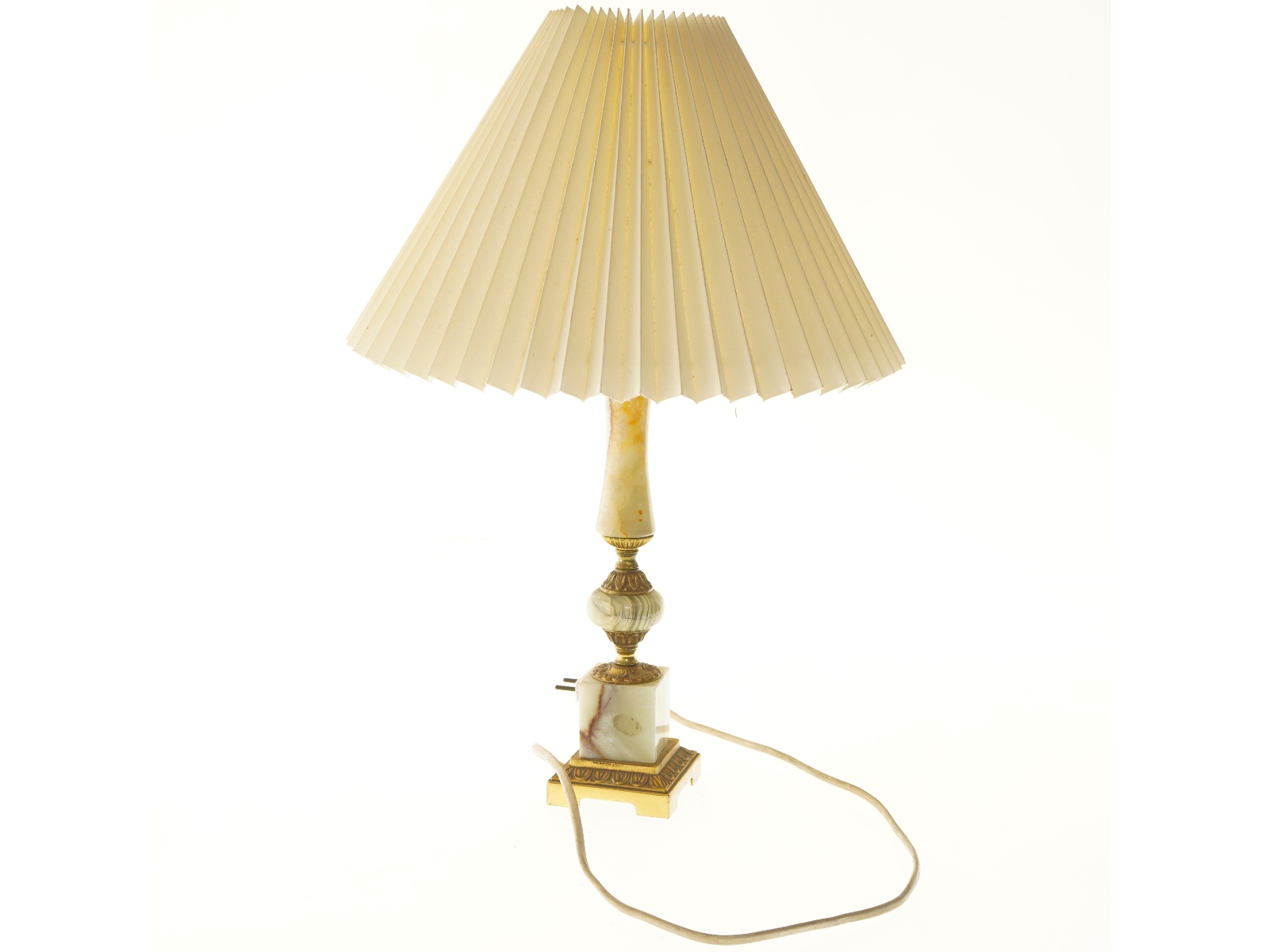 Vintage bordlampe med plisseret skærm (str. 48 cm)