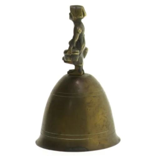 Messingklokke med figur (str. 12 cm)