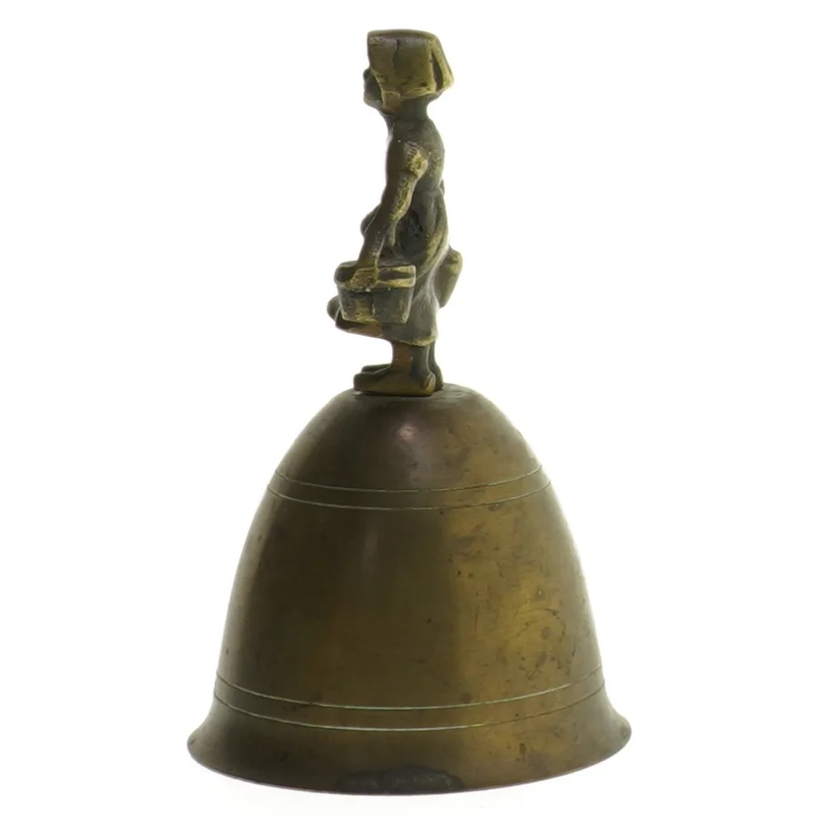 Messingklokke med figur (str. 12 cm)