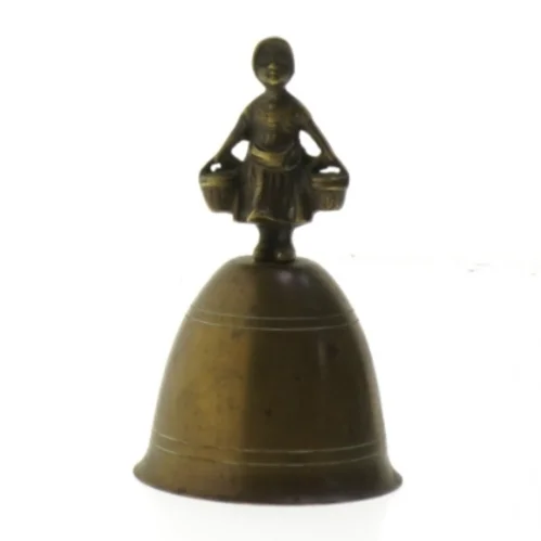 Messingklokke med figur (str. 12 cm)