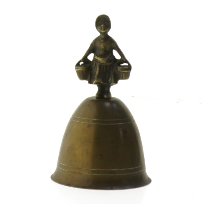 Messingklokke med figur (str. 12 cm)