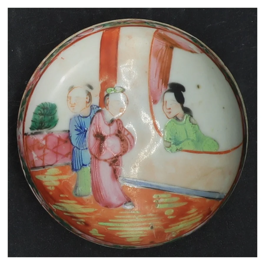 Håndmalet porcelænsskål med låg (str. Ø. 8 cm)