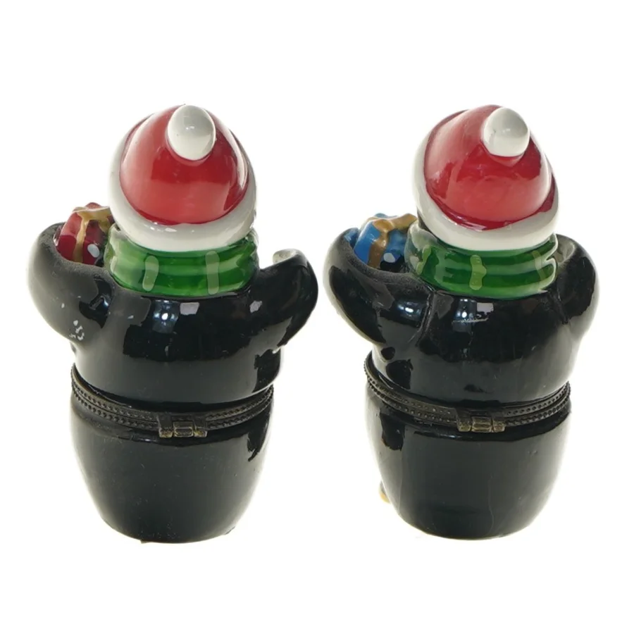 Keramiske pingvinfigurer med låg (str. 10 cm)