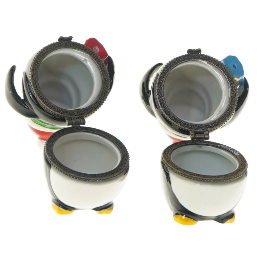 Keramiske pingvinfigurer med låg (str. 10 cm)