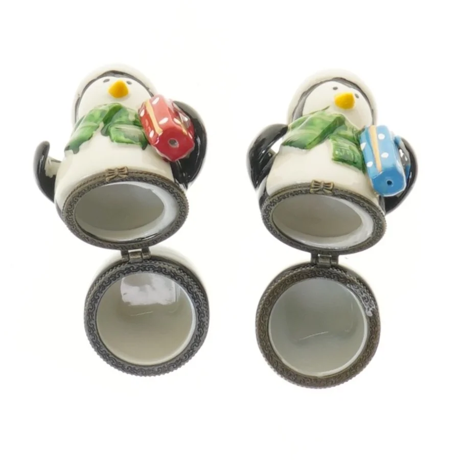 Keramiske pingvinfigurer med låg (str. 10 cm)