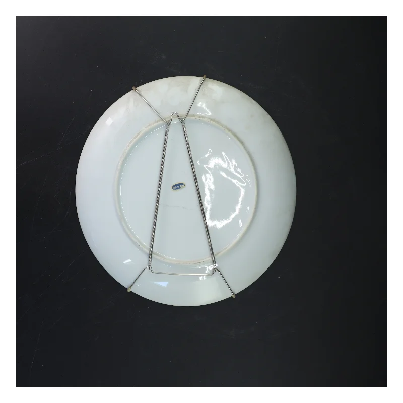 Dekorativ porcelænstallerken med påfuglemotiv (str. Ø 26,5 cm)