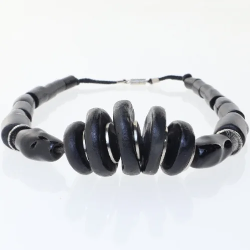 Sort halskæde med store perler (str. 44 cm)