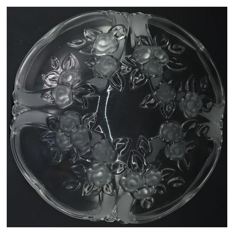 Glas skål med blomster design (str. 27,5 cm)