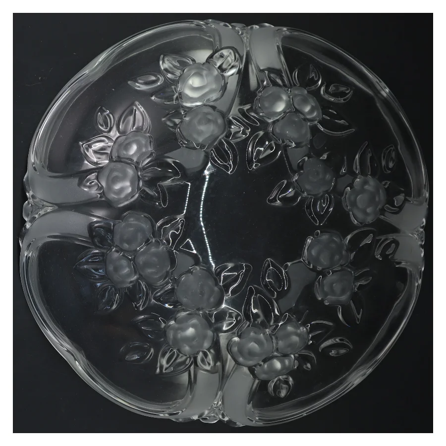 Glas skål med blomster design (str. 27,5 cm)