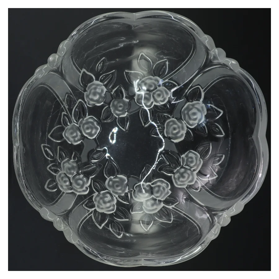 Glas skål med blomster design (str. 27,5 cm)