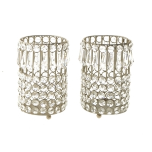 Sæt af dekorerede lysestager fra Adore (str. Ø 11x15,5 cm)