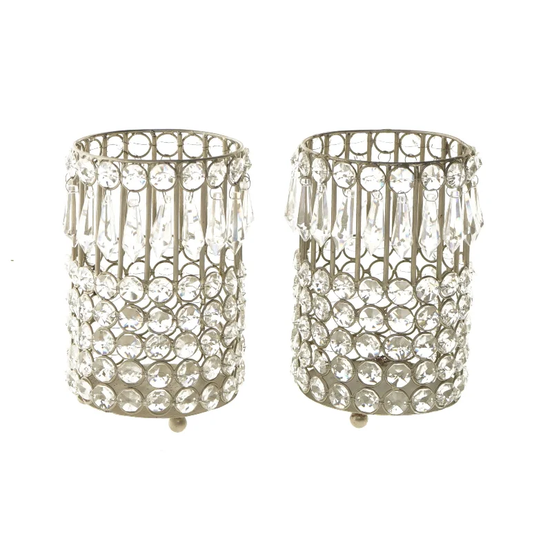 Sæt af dekorerede lysestager fra Adore (str. Ø 11x15,5 cm)