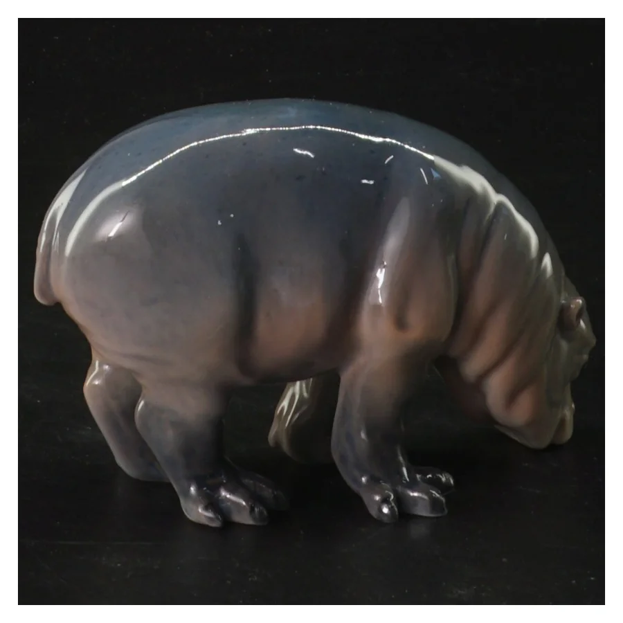 Porcelænsfigur af flodhest (str. 11x6 cm)