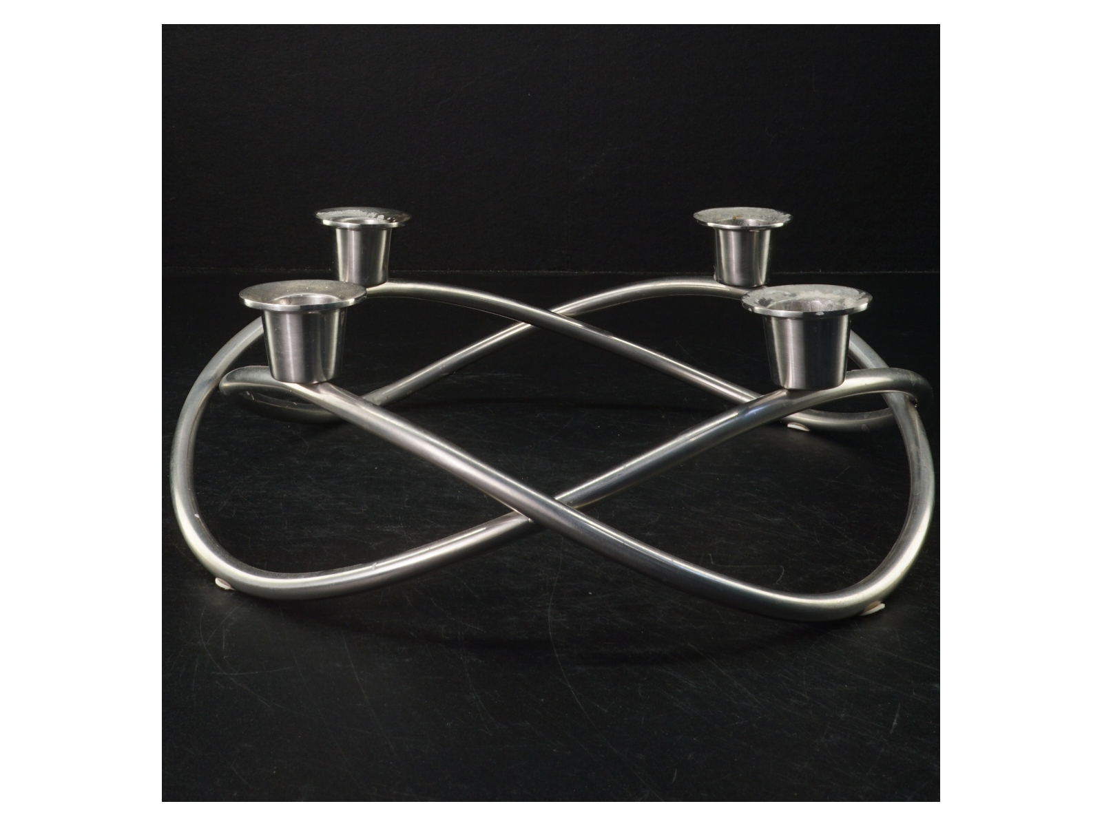 Rustfrit stål lysestage fra Georg Jensen (str. Ø 25)