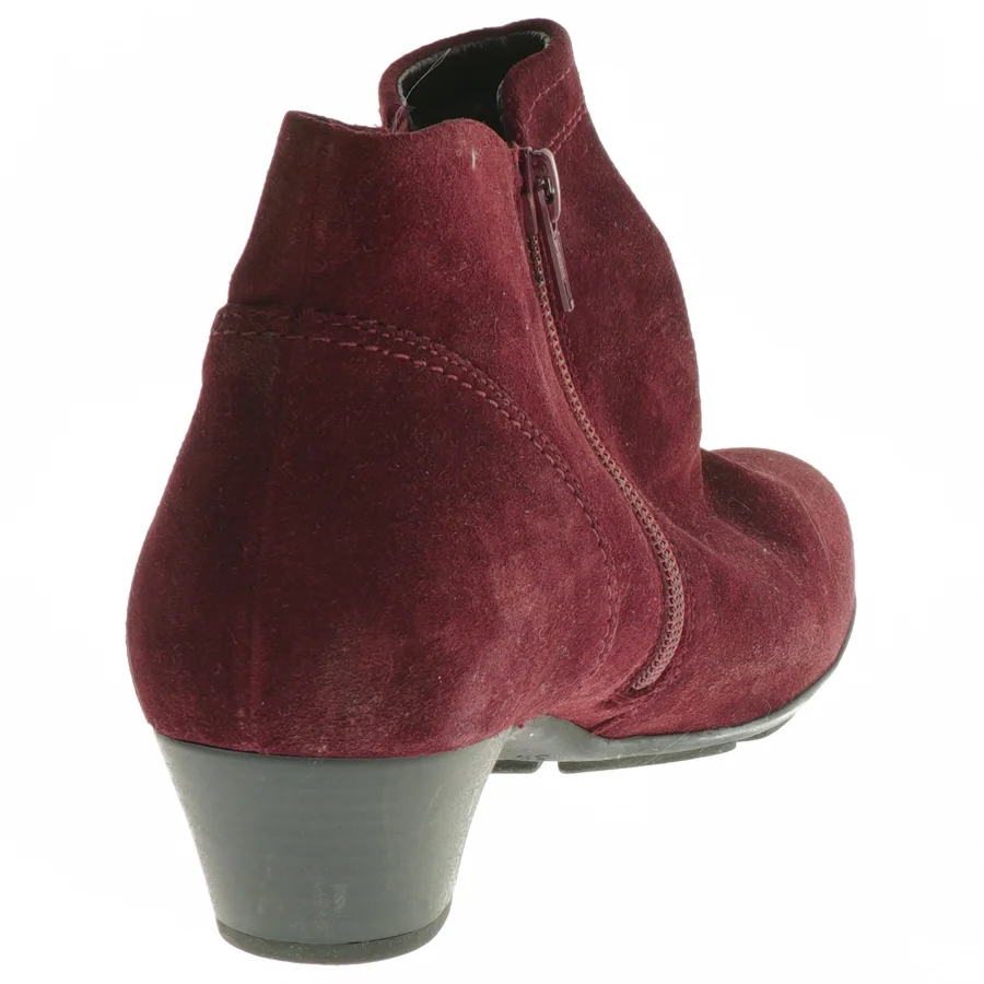 Vinrøde ankelstøvler med lav hæl fra Gabor (str. 38,5 )