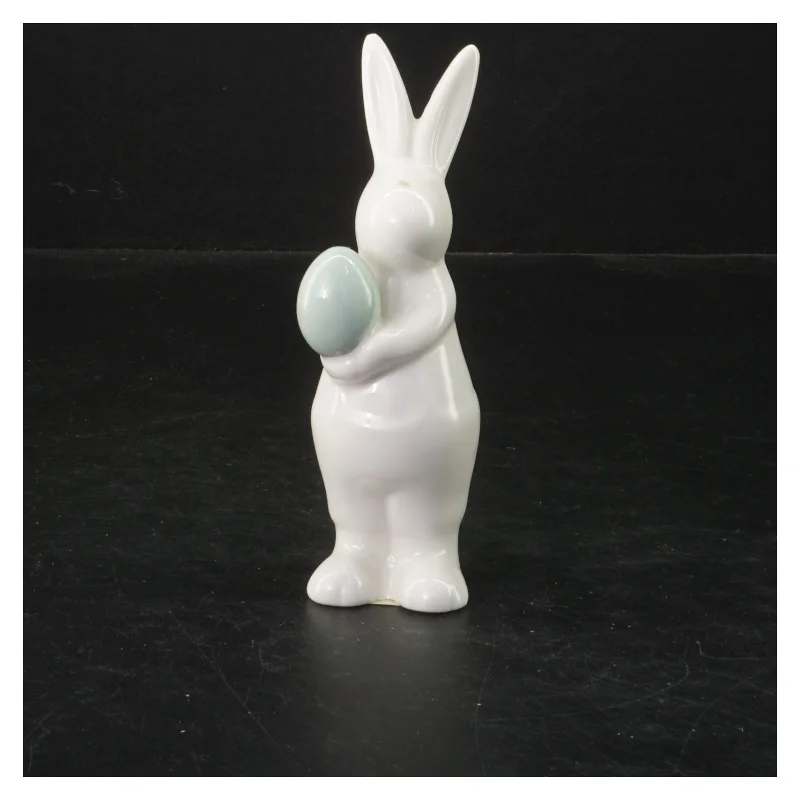 Porcelænsfigur af kanin med æg (str. 14 cm)
