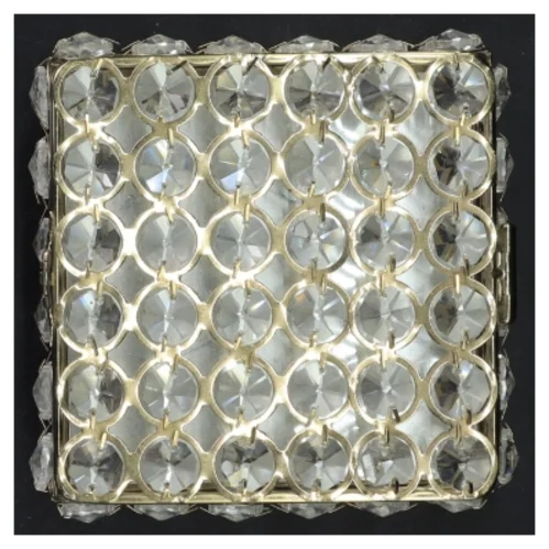 Dekorativ skrin med klare sten og gylden ramme (str. 13x13x6 cm)