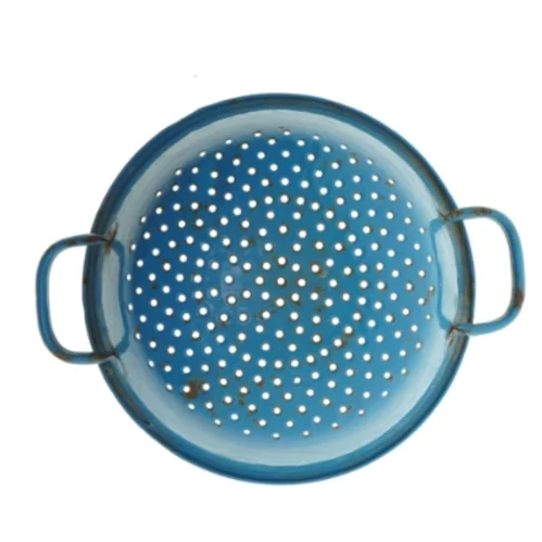 Blå emaljeret si (str. Ø. 19 cm)