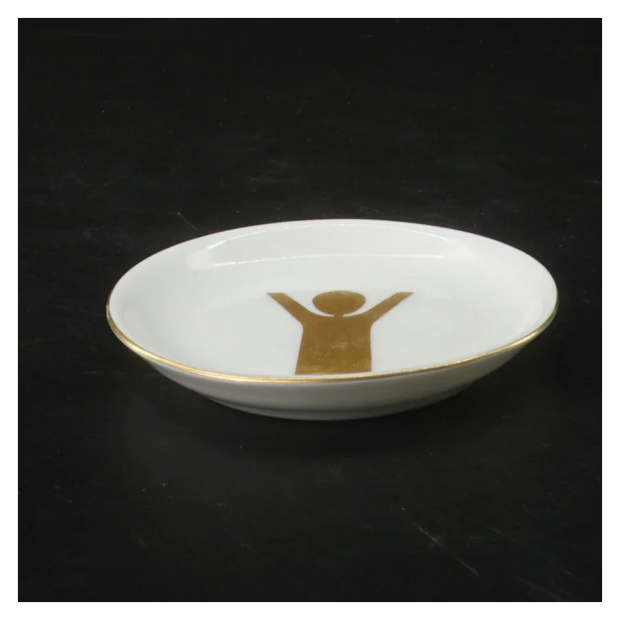 Porcelænsbakke med gulddesign fra B&G Denmark (str. Ø 8,5 cm)