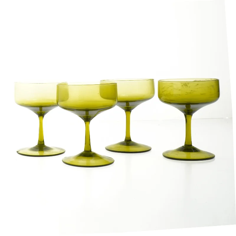 Grønne champangeskåle (str. 4 styk. ø. 9,5 cm. længde. 12,5 cm)