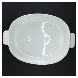 Hvidt ovalt ovnfast fad fra Søholm (str. 22x16 cm)